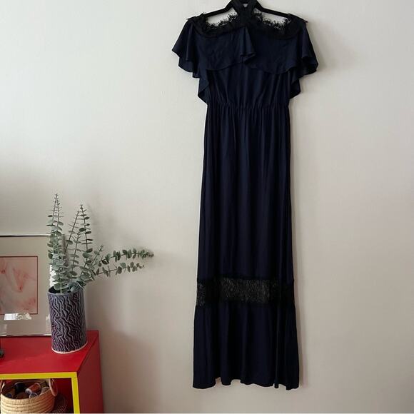 Alice + Olivia Mitsy Navy Blue Off-the-Shoulder Maxi Dress - Picture 5 of 10